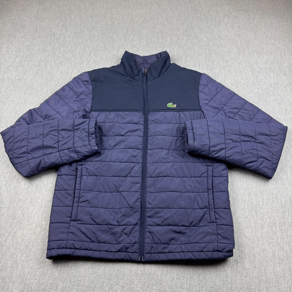 Lacoste Sport Jacket Mens Medium Blue Blouson Quilted Puffer Full Zip Golf